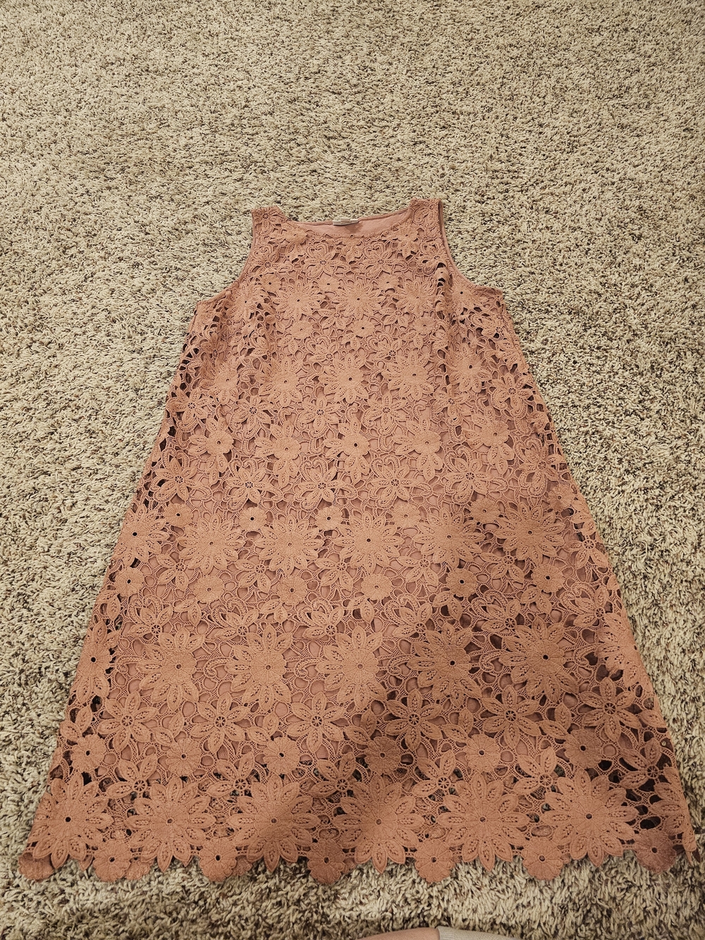 J Jill Sleeveless Floral Lace Sundress in Dusty Rose